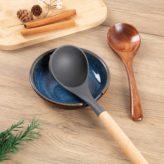 Ceramic Spoon Rest for Stove Top, Spoon Holder for Kitchen Counter, Coffee Spoon Holder, Heat-Resistant Cooking Utensil Rest for Spoons Ladles Spatula (Blue)