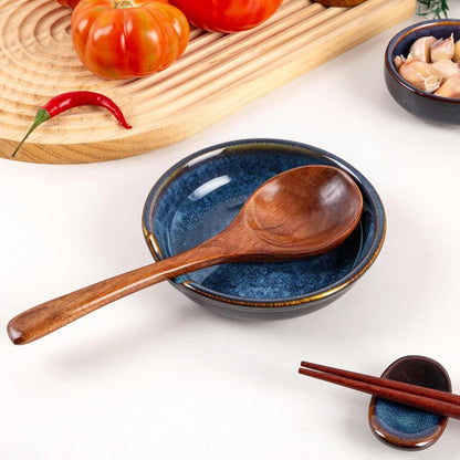 Ceramic Spoon Rest for Stove Top, Spoon Holder for Kitchen Counter, Coffee Spoon Holder, Heat-Resistant Cooking Utensil Rest for Spoons Ladles Spatula (Blue)