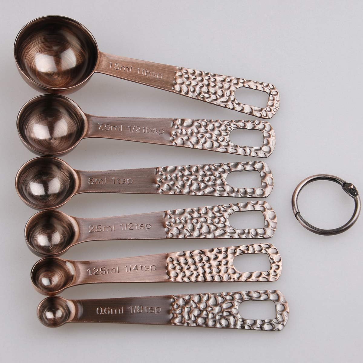 Copper Measuring Cups and Spoons Set, Metric & US Stainless Steel 5 Measuring Cups and 6 Measuring Spoons for Baking & Kitchen