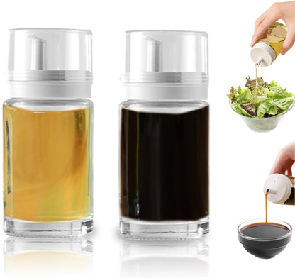 2-Pack Leakproof Small Glass Oil and Vinegar Dispenser Bottles - 3.4oz (100ml) Each - Perfect for Kitchen and BBQ Use