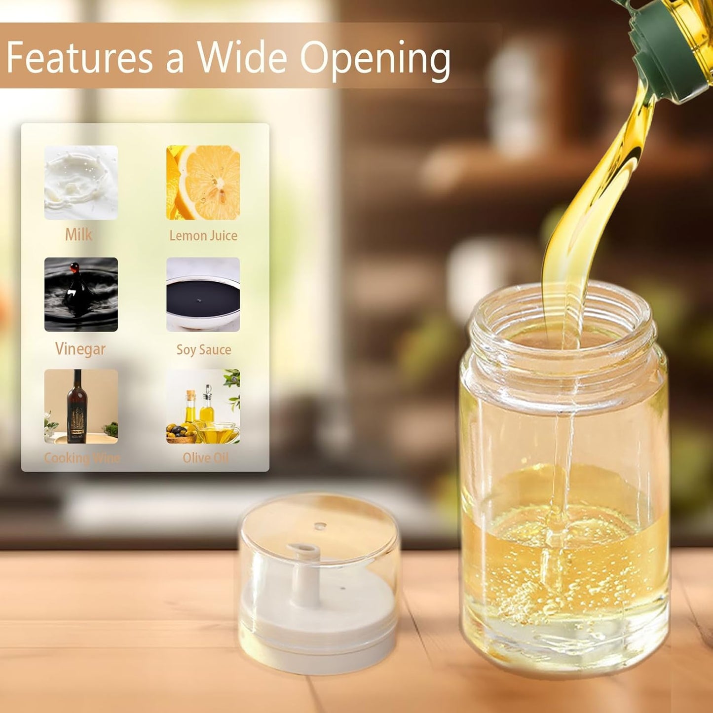 2-Pack Leakproof Small Glass Oil and Vinegar Dispenser Bottles - 3.4oz (100ml) Each - Perfect for Kitchen and BBQ Use