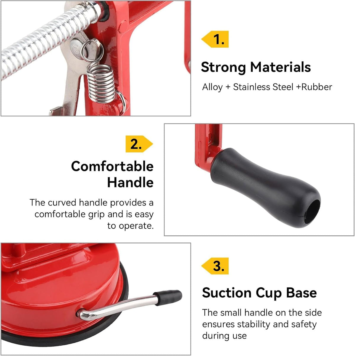 Potato Spiral Cutter, Twisted Potato Slicer Stainless Steel French Fry Cutter Hand Crank Curly Fries Potato Cutter with Suction Base for Potato