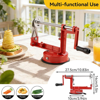 Potato Spiral Cutter, Twisted Potato Slicer Stainless Steel French Fry Cutter Hand Crank Curly Fries Potato Cutter with Suction Base for Potato