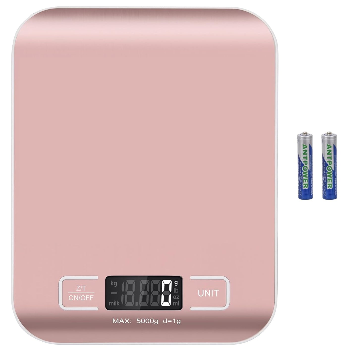 Digital Shipping Scale,Stainless Steel Panel, Accurate Portable Postal Scale for Packages, Small Business,Kitchen, Food, Handmade, Liquids, and Boutique (Rose Gold Battery(5kg/1g))
