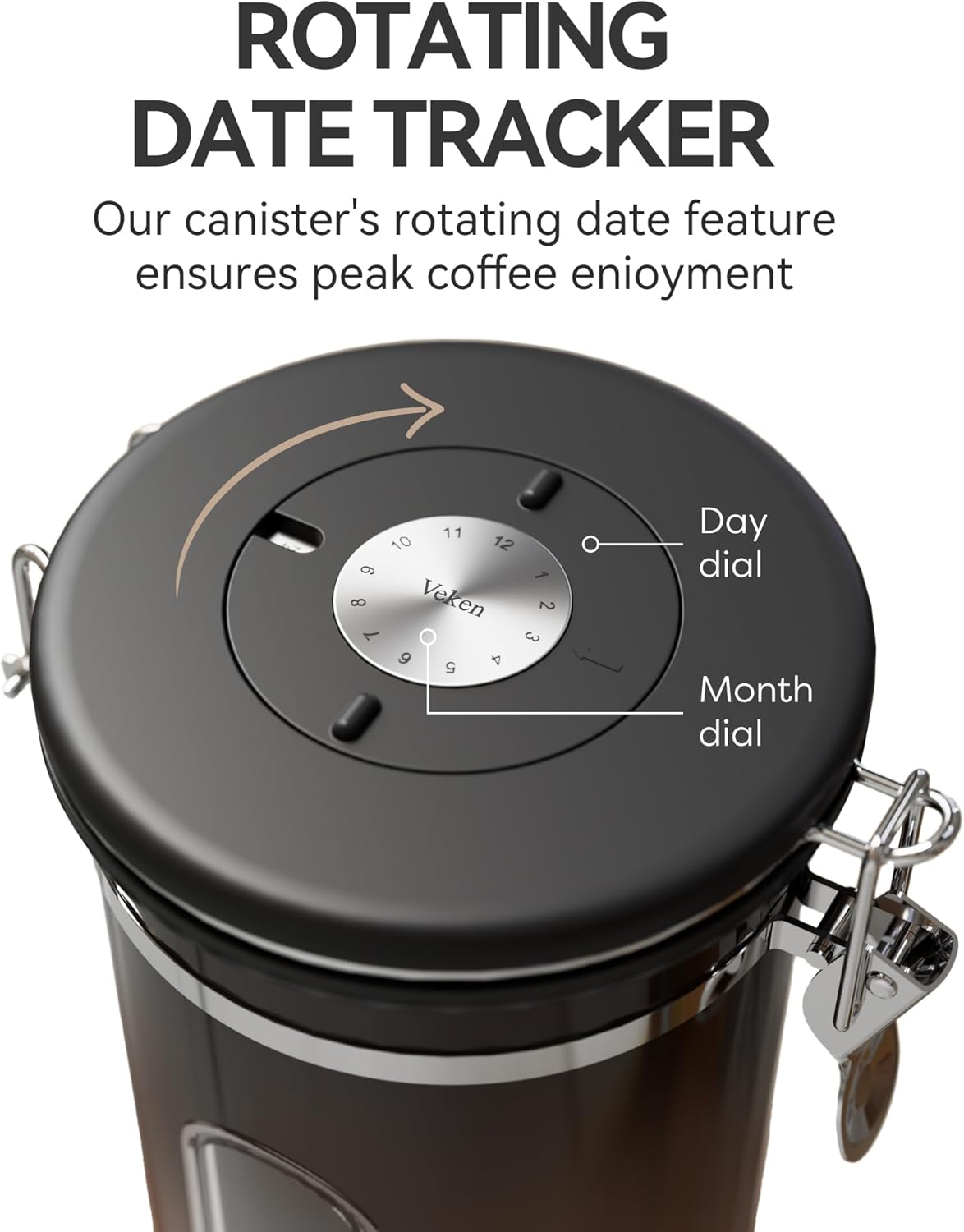 Coffee Canister with Window,Airtight Stainless Steel Pantry Container,Kitchen Food Storage Organizers for Beans,Ground,Espresso,Rice,Tea,Sugar, Cereal, Bar Accessories,Gifts,Lids,Jars,22OZ,Black