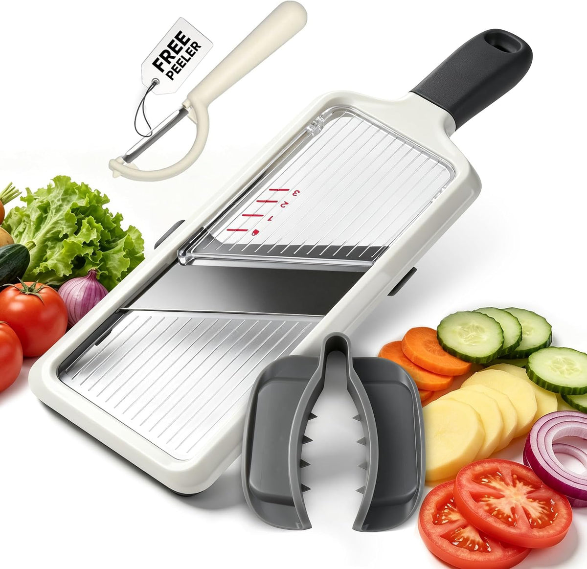 Multi Handheld Mandoline Slicer - Adjustable Stainless Steel Blade