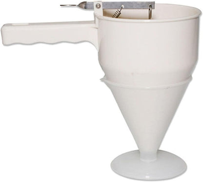ABS Batter Dispenser Funnel with Plunger for Pancakes, Waffles, Cupcakes, Muffins, Crepes, Takoyaki Balls and Chocolate, Precise Baking Tool for Home Kitchens and Bakeries, Dishwasher Safe, White(A)