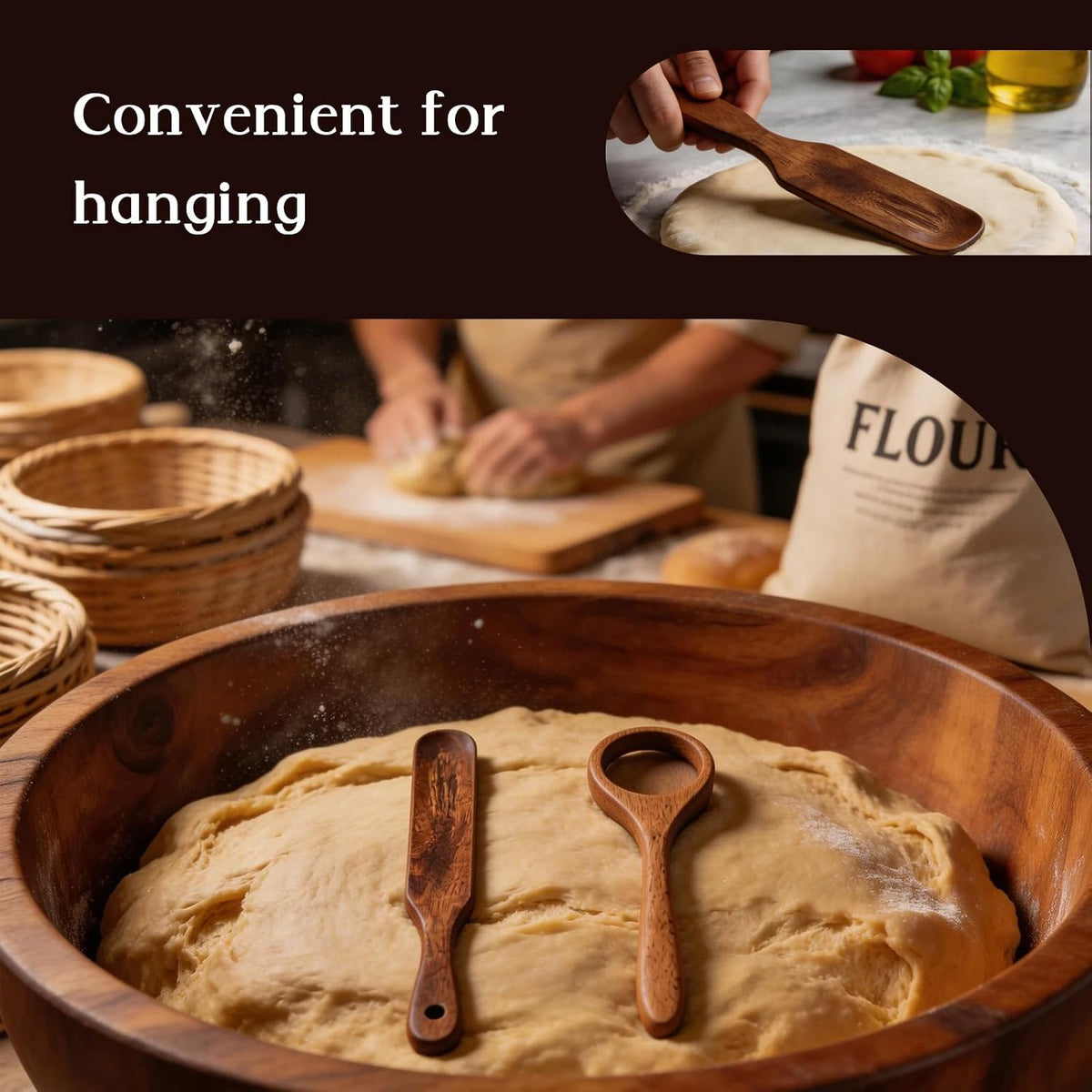 Danish Dough Whisk & Bread Whisk Set, Wooden Sourdough Whisk for Baking, Multi-Purpose Dough Stirrer for kitchen and home use, sourdough, pizza dough, and baking accessories