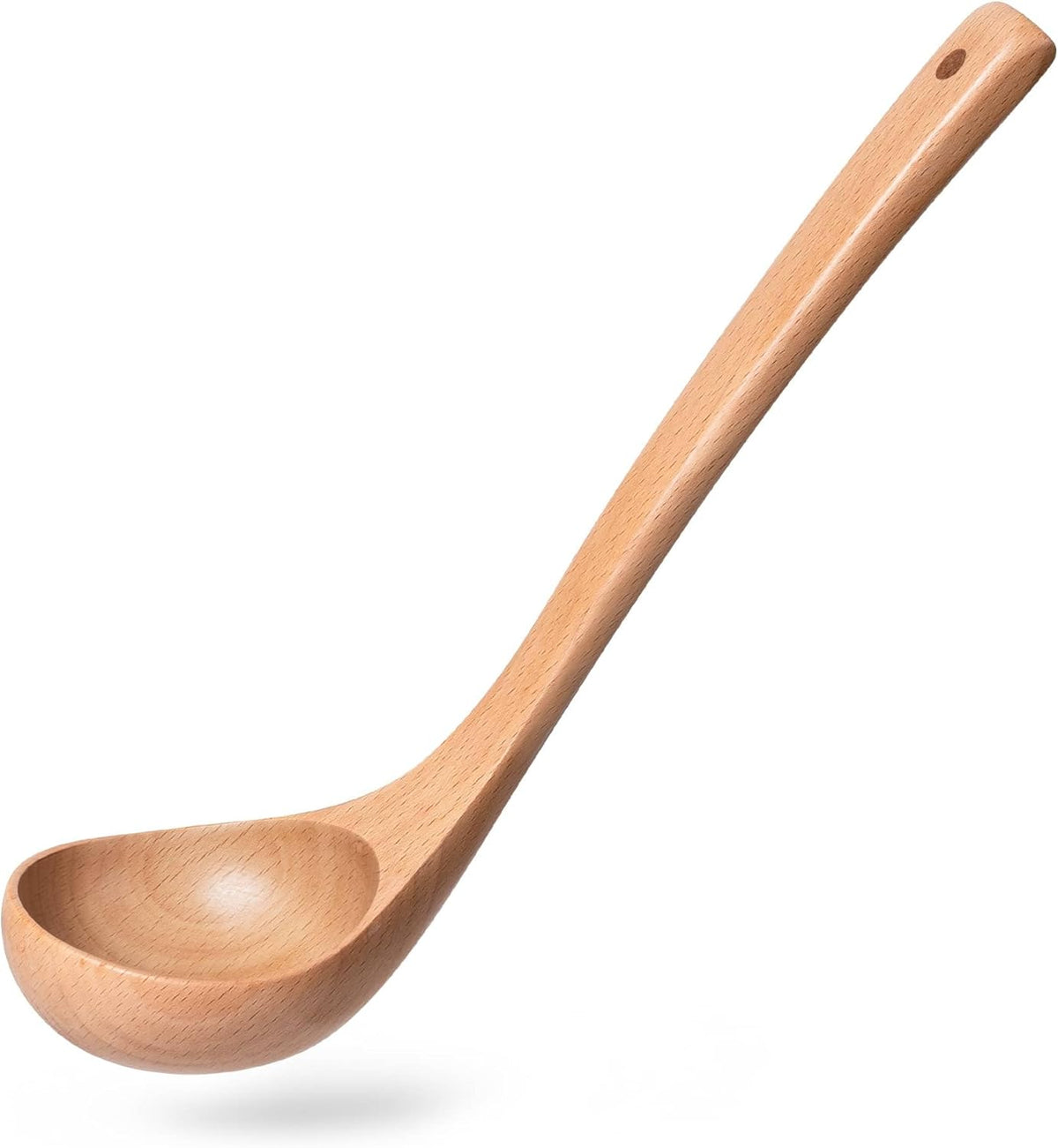 Wooden Soup Ladle for Cooking, 10.8 Inch, 3 oz, Hardwood | Deep bowl serves soups, stews, sauces and gravies; long handle offers comfortable reach and is gentle on nonstick cookware.