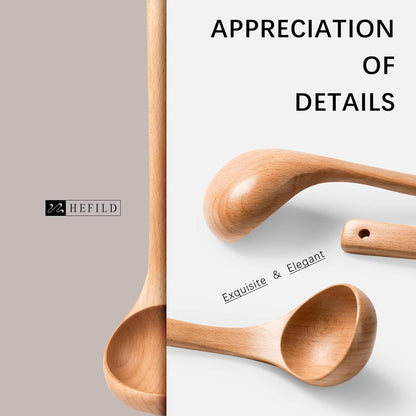 Wooden Soup Ladle for Cooking, 10.8 Inch, 3 oz, Hardwood | Deep bowl serves soups, stews, sauces and gravies; long handle offers comfortable reach and is gentle on nonstick cookware.