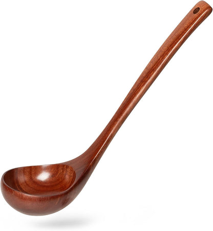 Wooden Soup Ladle for Cooking, 10.8 Inch, 3 oz, Hardwood | Deep bowl serves soups, stews, sauces and gravies; long handle offers comfortable reach and is gentle on nonstick cookware.
