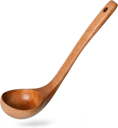 Wooden Soup Ladle for Cooking, 10.8 Inch, 3 oz, Hardwood | Deep bowl serves soups, stews, sauces and gravies; long handle offers comfortable reach and is gentle on nonstick cookware.