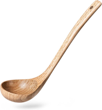 Wooden Soup Ladle for Cooking, 10.8 Inch, 3 oz, Hardwood | Deep bowl serves soups, stews, sauces and gravies; long handle offers comfortable reach and is gentle on nonstick cookware.