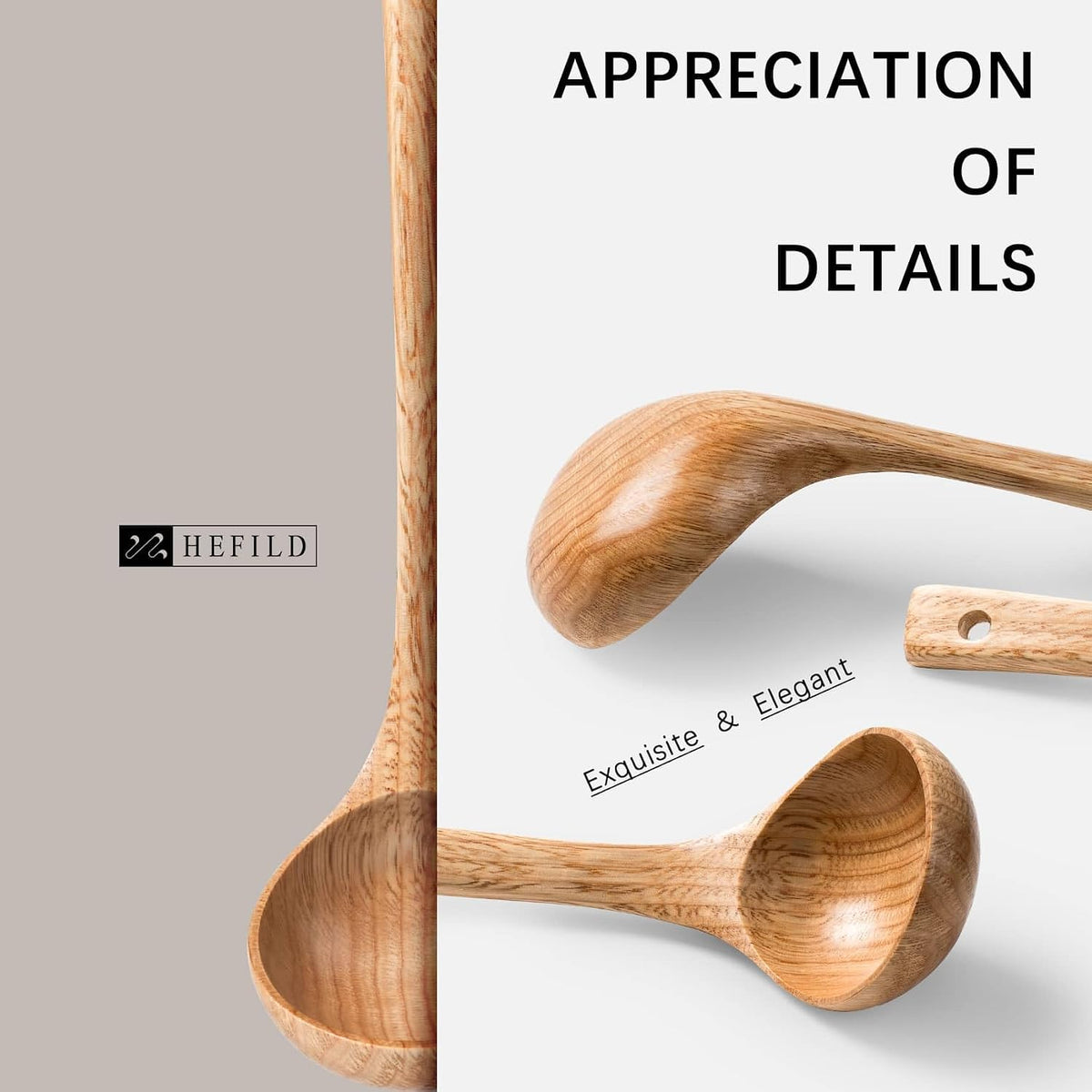 Wooden Soup Ladle for Cooking, 10.8 Inch, 3 oz, Hardwood | Deep bowl serves soups, stews, sauces and gravies; long handle offers comfortable reach and is gentle on nonstick cookware.
