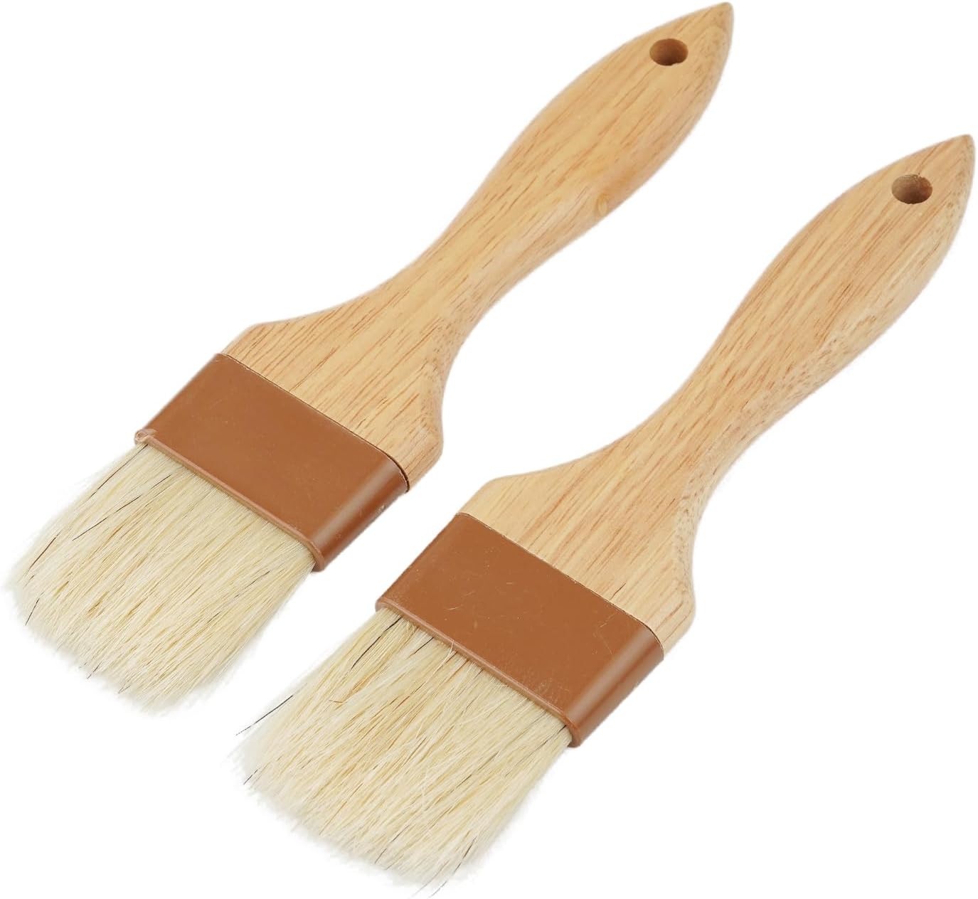 2Pcs Pastry Brushes for Baking Food Brush Basting Brush with Wooden Handle Cooking Brush for Oil and Sauce (1 Inch, 1.5 Inch)