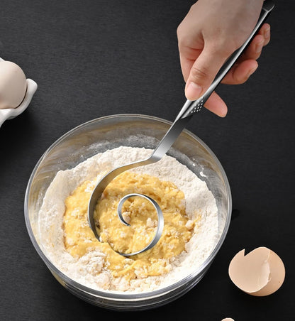 Seamless Danish Dough Whisk -10" Stainless Steel Dutch Bread Dough Whisk Tool for Sourdough Bread Baking, Whisking, Pizza, Pastry, Cake Batter, Biscuits,Dishwasher Safe