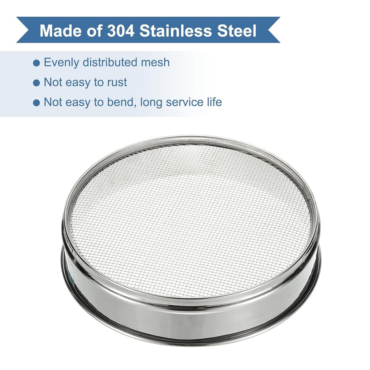 20 Mesh(0.9mm) Lab Sieve, 11.8"(30cm) Diameter Sifting Screen 304 Stainless Steel Wire Cloth Fine Mesh Sieve for Industrial Laboratory Home Soil Sifter Dry Sift Screens Hash