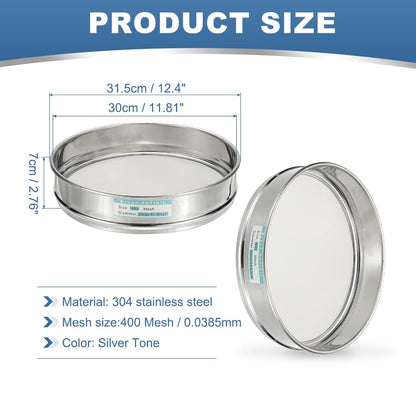 20 Mesh(0.9mm) Lab Sieve, 11.8"(30cm) Diameter Sifting Screen 304 Stainless Steel Wire Cloth Fine Mesh Sieve for Industrial Laboratory Home Soil Sifter Dry Sift Screens Hash