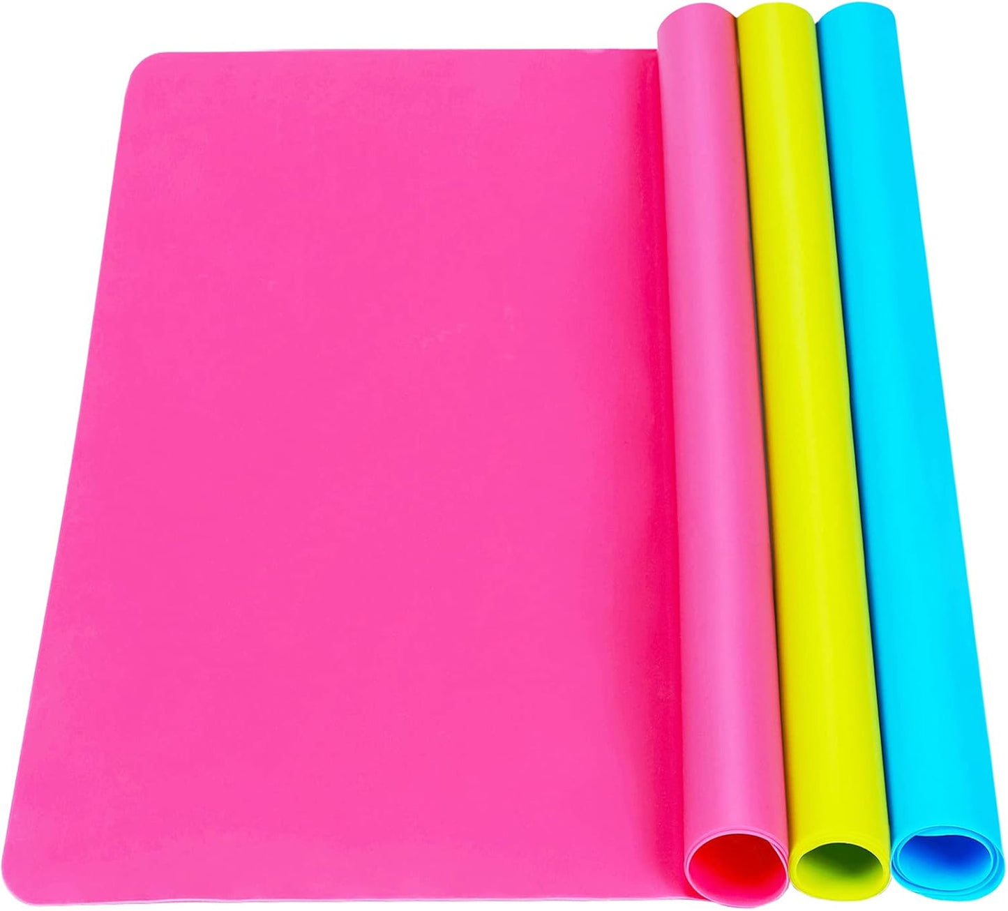 3 Pack Silicone Mats Large Sheets for Crafts Resin Jewelry Molds | 15.7" x 11.8" Silicone Placemat (Blue & Rose Red & Green), Non-Stick, Heat Resistant