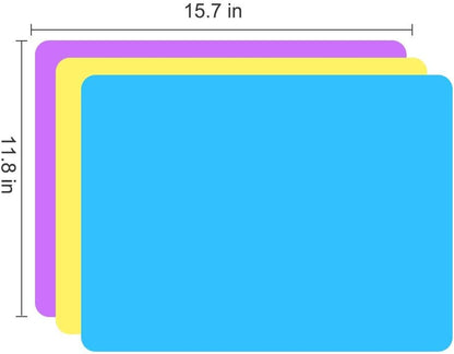 3 Pack Silicone Mats Large Sheets for Crafts Resin Jewelry Molds | 15.7" x 11.8" Silicone Placemat (Blue & Rose Red & Green), Non-Stick, Heat Resistant