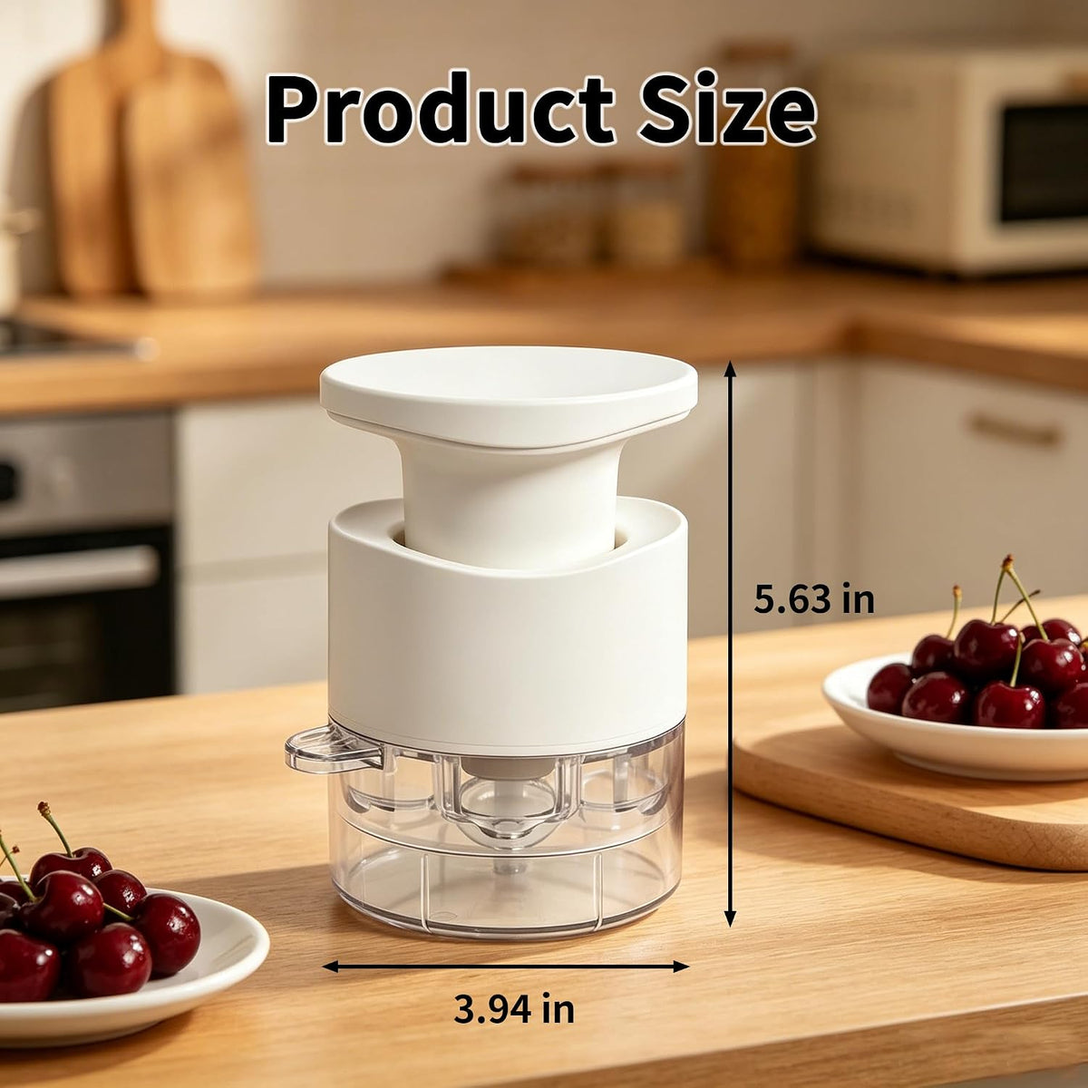 Cherry Pitter Tool, Multi Cherry Seed Remover Pits 7 Cherries at Once, Food-Grade Cherry Core Remover with Splash Guard Container, for Making Jam, Pie, Cake (White)