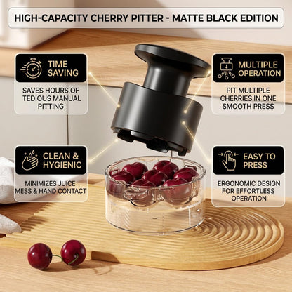 Cherry Pitter Tool, Multi Cherry Seed Remover Pits 7 Cherries at Once, Food-Grade Cherry Core Remover with Splash Guard Container, for Making Jam, Pie, Cake (White)