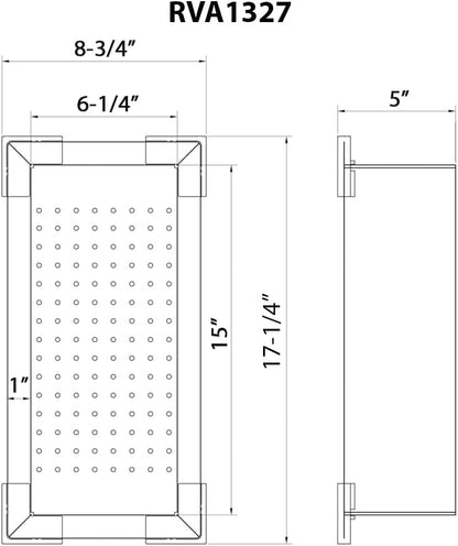 Workstation Sink Colander 17.25 inch Stainless Steel with Plastic Corners - RVA1327
