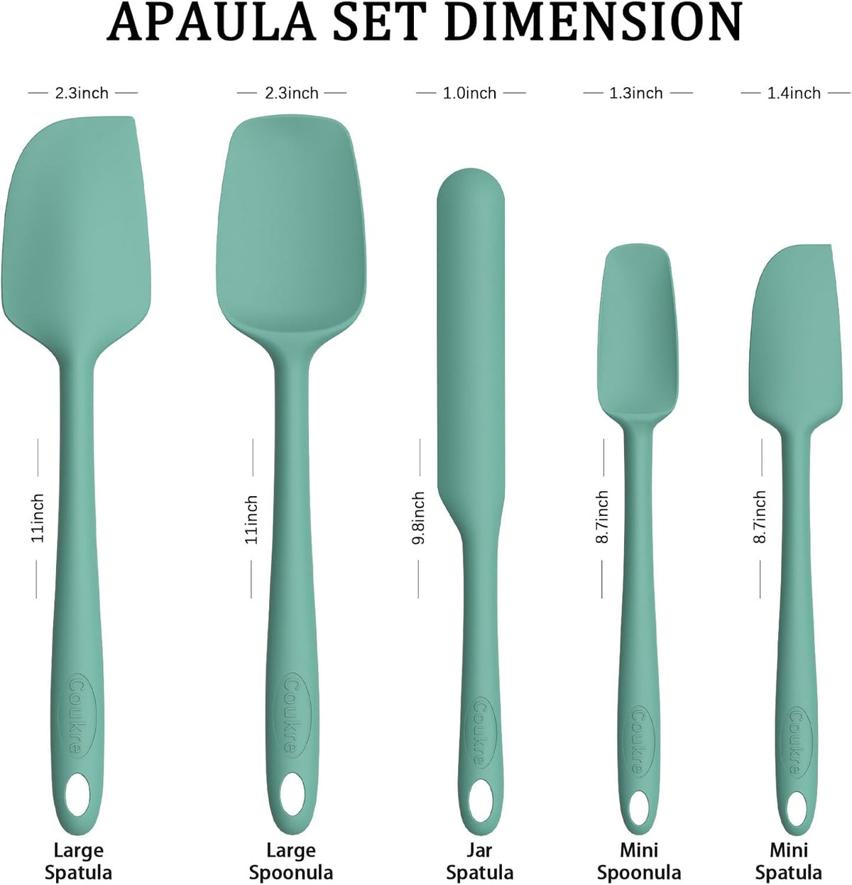 Silicone Spatula Set of 5,High Temperature Resistant, Food Grade Silicone, Dishwasher Safe, for Baking, Cooking (Pure Colorful A)