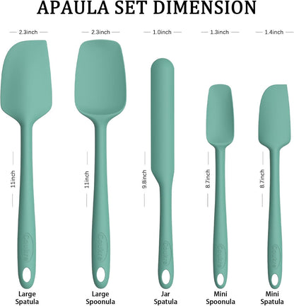 Silicone Spatula Set of 5,High Temperature Resistant, Food Grade Silicone, Dishwasher Safe, for Baking, Cooking (Pure Colorful A)