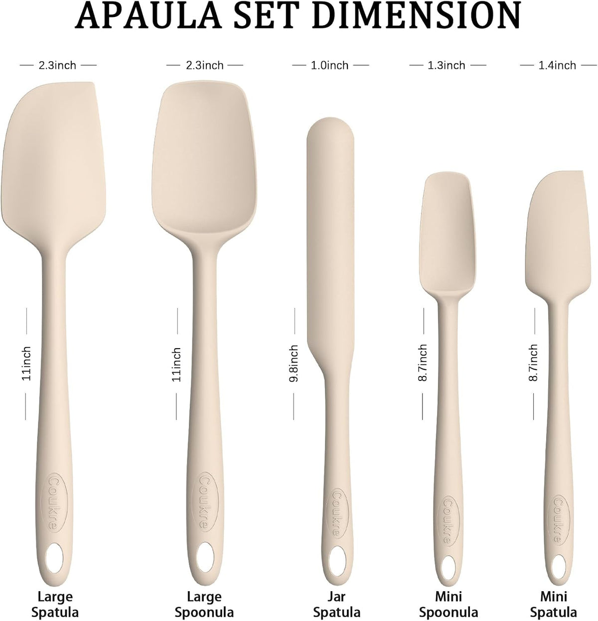 Silicone Spatula Set of 5,High Temperature Resistant, Food Grade Silicone, Dishwasher Safe, for Baking, Cooking (Pure Colorful A)