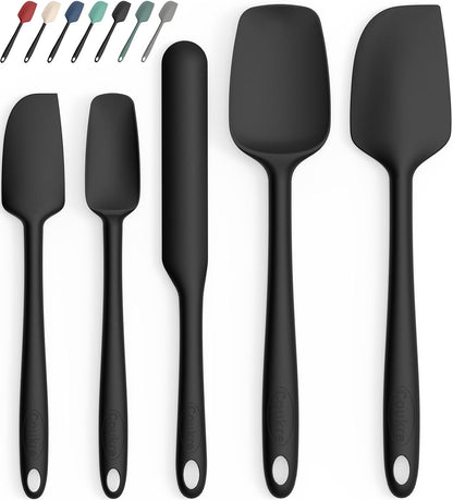 Silicone Spatula Set of 5,High Temperature Resistant, Food Grade Silicone, Dishwasher Safe, for Baking, Cooking (Pure Colorful A)