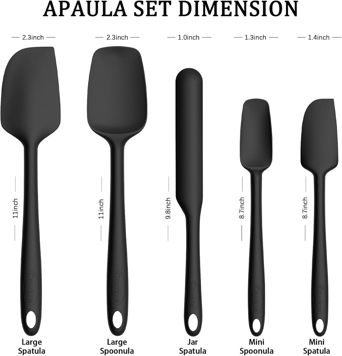 Silicone Spatula Set of 5,High Temperature Resistant, Food Grade Silicone, Dishwasher Safe, for Baking, Cooking (Pure Colorful A)