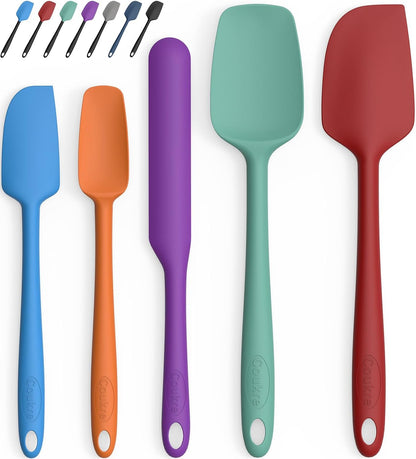 Silicone Spatula Set of 5,High Temperature Resistant, Food Grade Silicone, Dishwasher Safe, for Baking, Cooking (Pure Colorful A)
