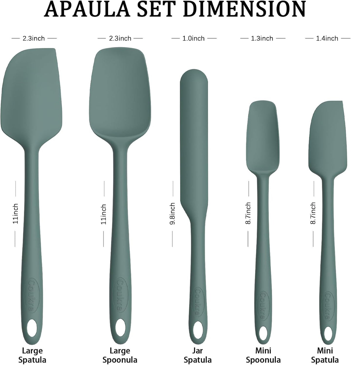 Silicone Spatula Set of 5,High Temperature Resistant, Food Grade Silicone, Dishwasher Safe, for Baking, Cooking (Pure Colorful A)