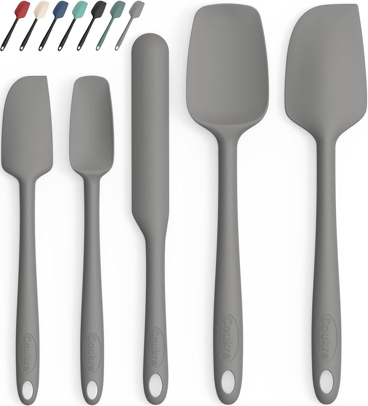 Silicone Spatula Set of 5,High Temperature Resistant, Food Grade Silicone, Dishwasher Safe, for Baking, Cooking (Pure Colorful A)