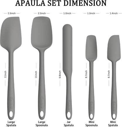 Silicone Spatula Set of 5,High Temperature Resistant, Food Grade Silicone, Dishwasher Safe, for Baking, Cooking (Pure Colorful A)