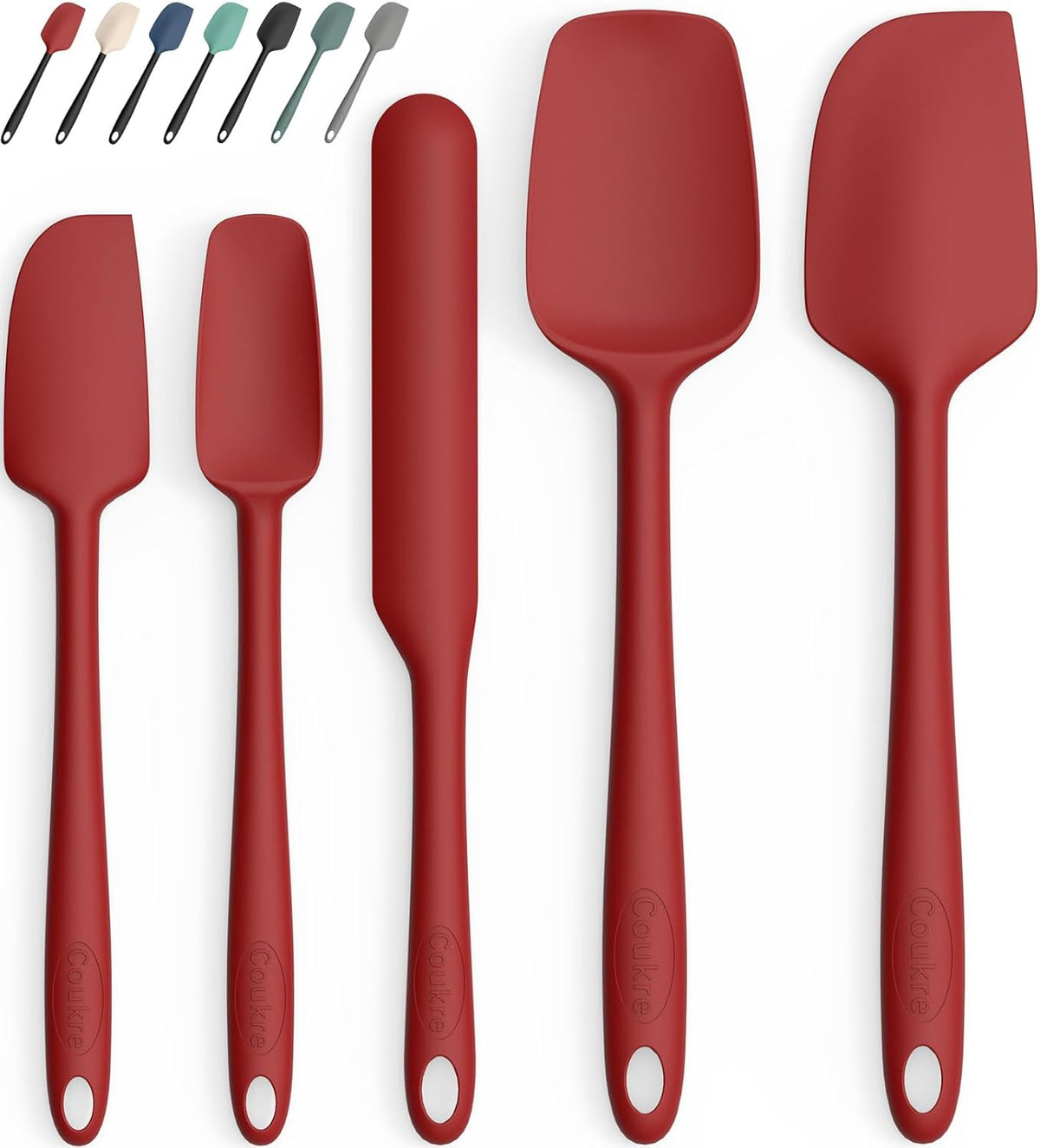 Silicone Spatula Set of 5,High Temperature Resistant, Food Grade Silicone, Dishwasher Safe, for Baking, Cooking (Pure Colorful A)