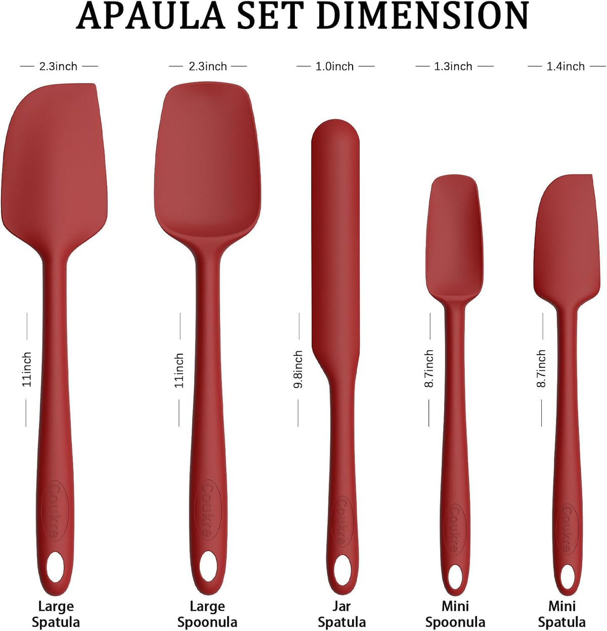Silicone Spatula Set of 5,High Temperature Resistant, Food Grade Silicone, Dishwasher Safe, for Baking, Cooking (Pure Colorful A)