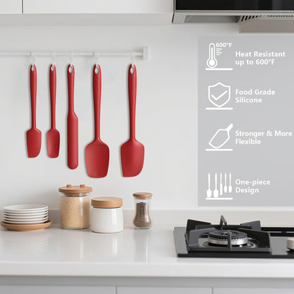 Silicone Spatula Set of 5,High Temperature Resistant, Food Grade Silicone, Dishwasher Safe, for Baking, Cooking (Pure Colorful A)