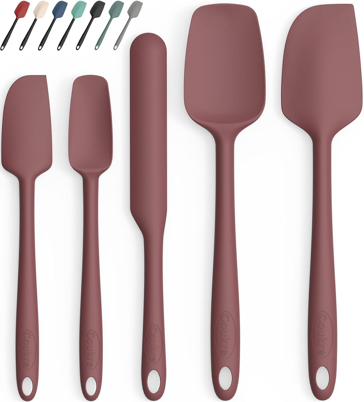 Silicone Spatula Set of 5,High Temperature Resistant, Food Grade Silicone, Dishwasher Safe, for Baking, Cooking (Pure Colorful A)