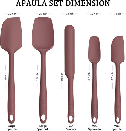 Silicone Spatula Set of 5,High Temperature Resistant, Food Grade Silicone, Dishwasher Safe, for Baking, Cooking (Pure Colorful A)
