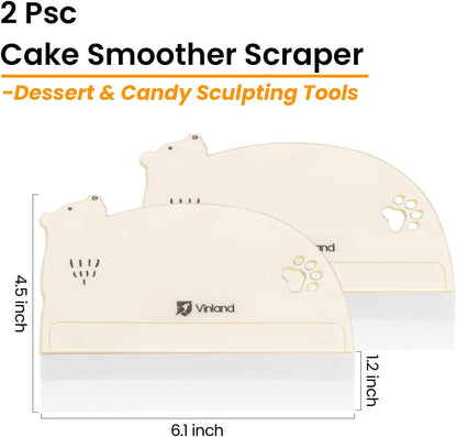 1 Pcs Cake Smoother Scraper, Cake Decorating Supplies, Food-Grade Transparent Flexible PE Plastic Cake Scraper‌ - Designed for bread and cake decoration (4 pcs Scrapers Included, Non-Installable)