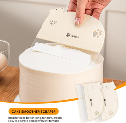 1 Pcs Cake Smoother Scraper, Cake Decorating Supplies, Food-Grade Transparent Flexible PE Plastic Cake Scraper‌ - Designed for bread and cake decoration (4 pcs Scrapers Included, Non-Installable)