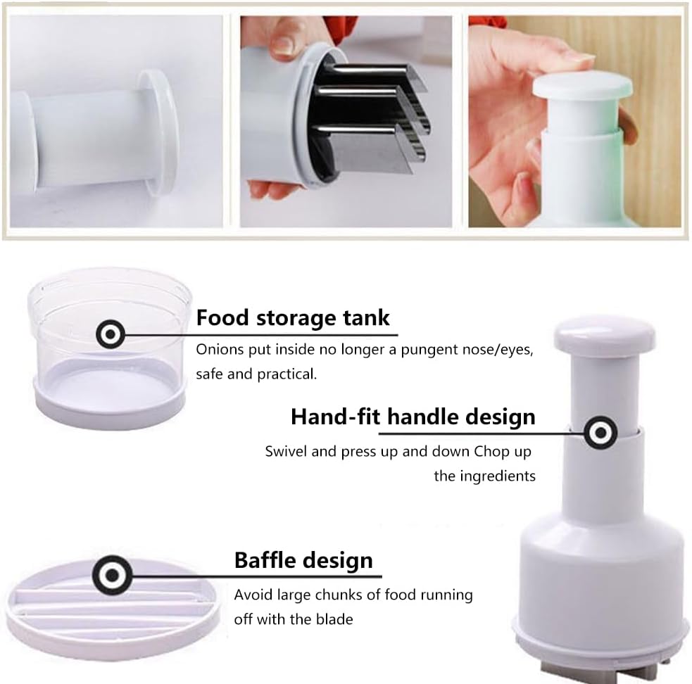 Food Chopper Manual Hand, Handheld Vegetable Chopper, Veggie Choppers Dishwasher Safe, Nut Choppers, Vegetable Cutter, Food Crusher(COLOR:White)