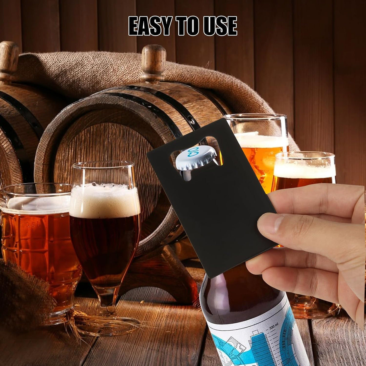 ABuff 60PCS Credit Card Bottle Opener Stainless Steel Beer Bottle Opener for Wallet Pocket, Pocker Cap Opener for Wedding Party Groomsmen Bridesmaid Gifts