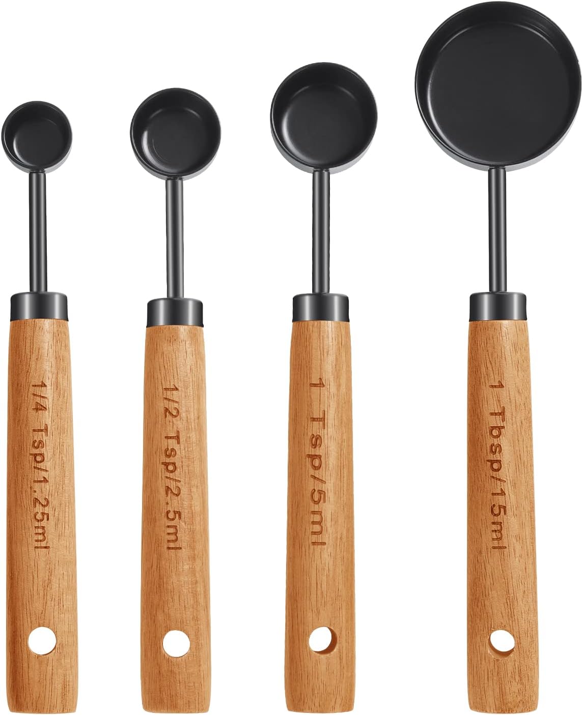 8Pcs Gold Measuring Cups and Spoons Set, Wooden Handle, Premium Stainless Steel with Metric & US Measurements, Nesting for Dry/Liquid Kitchen/Food/Baking