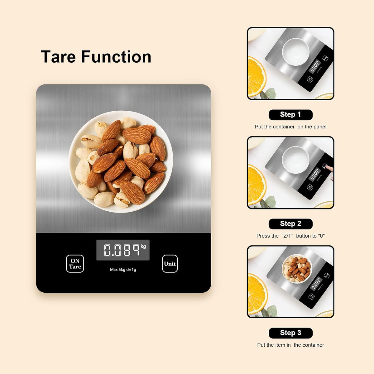 Digital Food Scale, Digital Kitchen Scale Weighing Grams and Ounces, Used for Baking and Cooking Coffee Meals