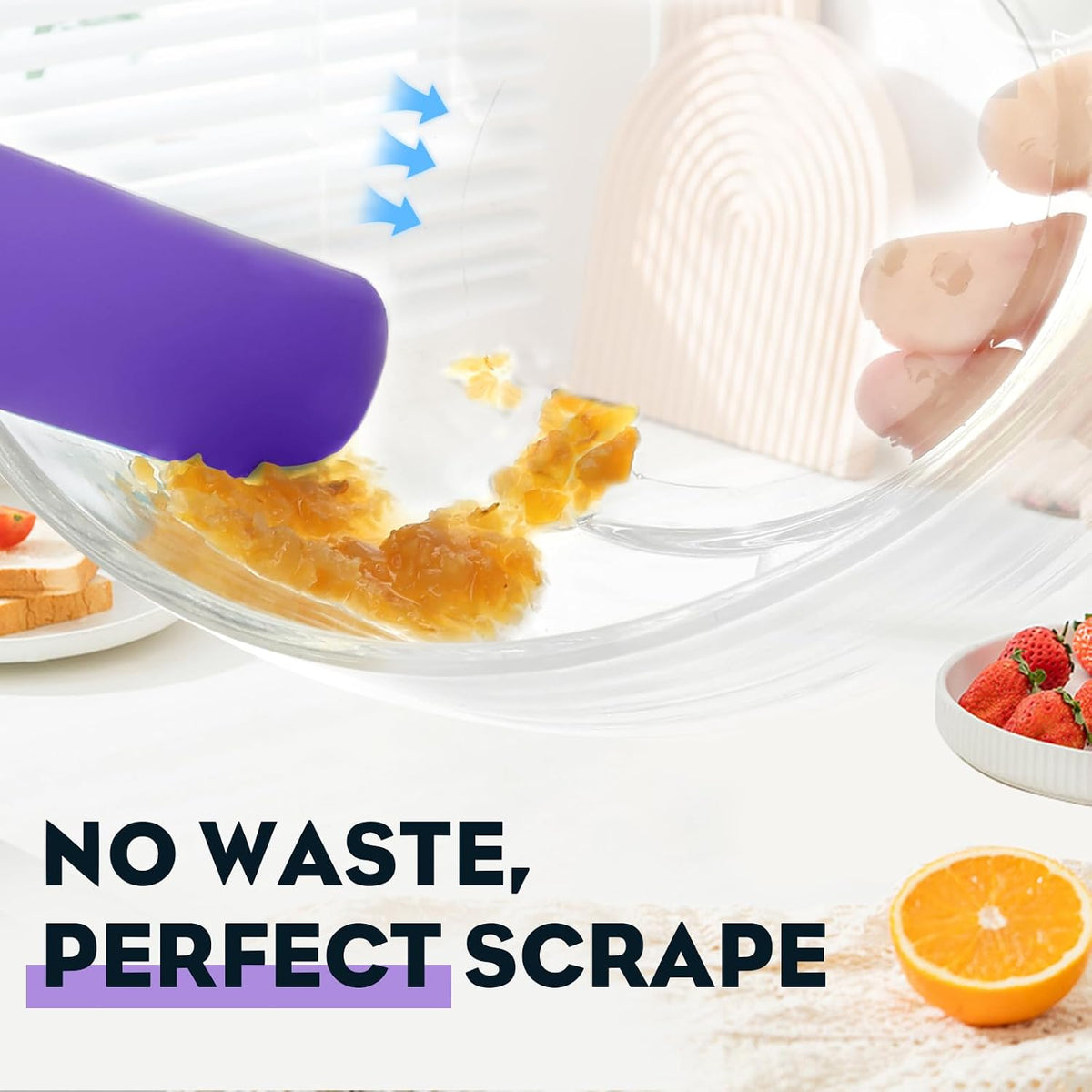 3pcs Silicone Jar Spatulas 10in Long Skinny Heat-Resistant, Narrow Spatula Set for Scraping Peanut Butter, Sourdough, Jam in Small Containers, Blenders & Baking (Black)