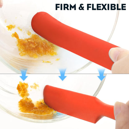 3pcs Silicone Jar Spatulas 10in Long Skinny Heat-Resistant, Narrow Spatula Set for Scraping Peanut Butter, Sourdough, Jam in Small Containers, Blenders & Baking (Black)