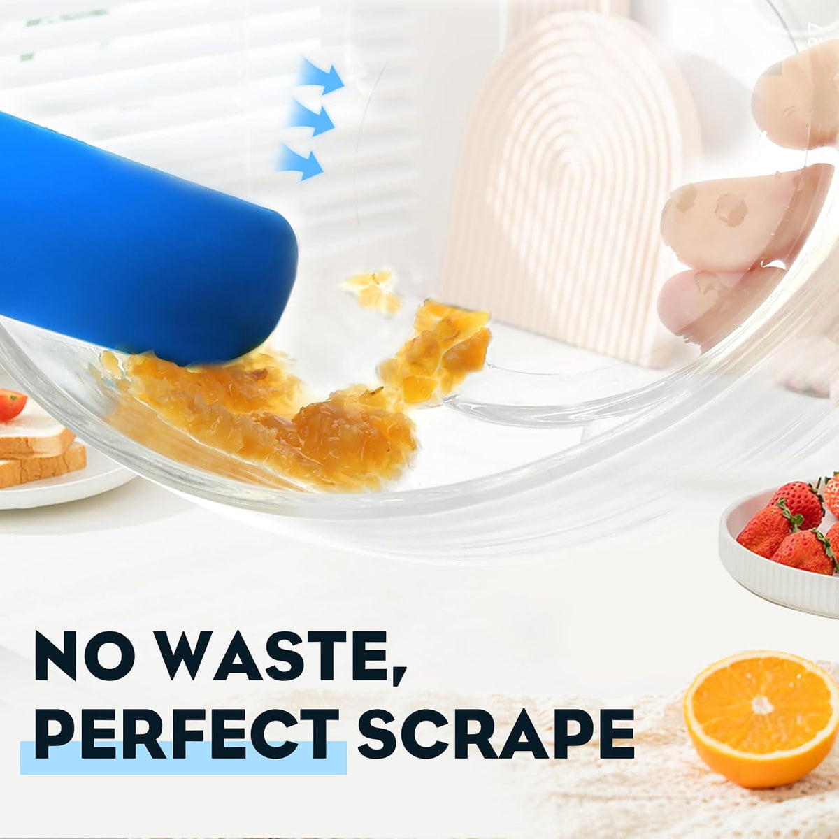 3pcs Silicone Jar Spatulas 10in Long Skinny Heat-Resistant, Narrow Spatula Set for Scraping Peanut Butter, Sourdough, Jam in Small Containers, Blenders & Baking (Black)